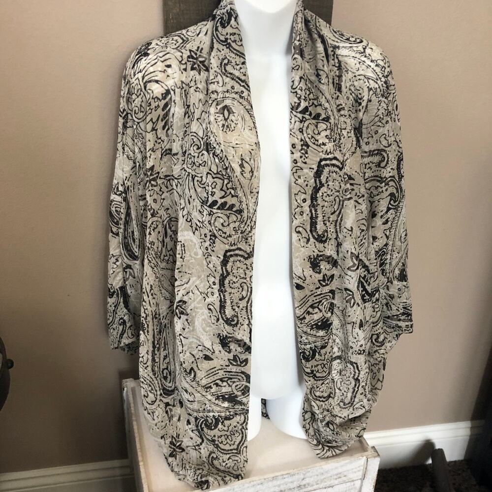Zac & Rachel Nordstrom BOHO Sheer SS Kimono, Large EUC